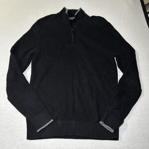Michael Kors Black Quarter-zip Cotton Sweater In Pique Men's M Classic Preppy